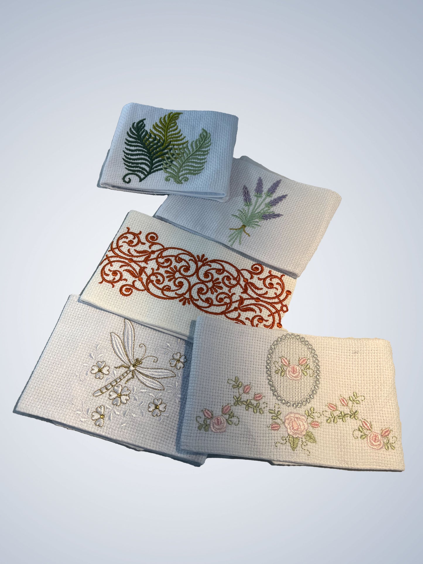 Toilet paper holder, 100% cotton, Lavender embroidery