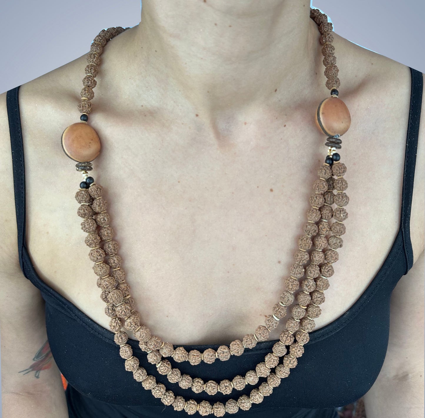 Rudrasksha necklace, 3 loops