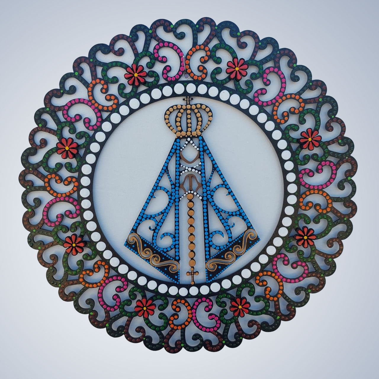 Mandala Flowers for Our Lady in pointillism