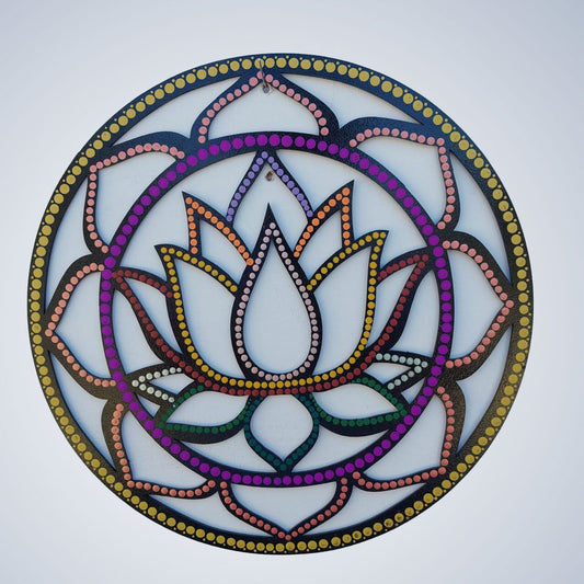 Lotus Flower Mandala in pointillism