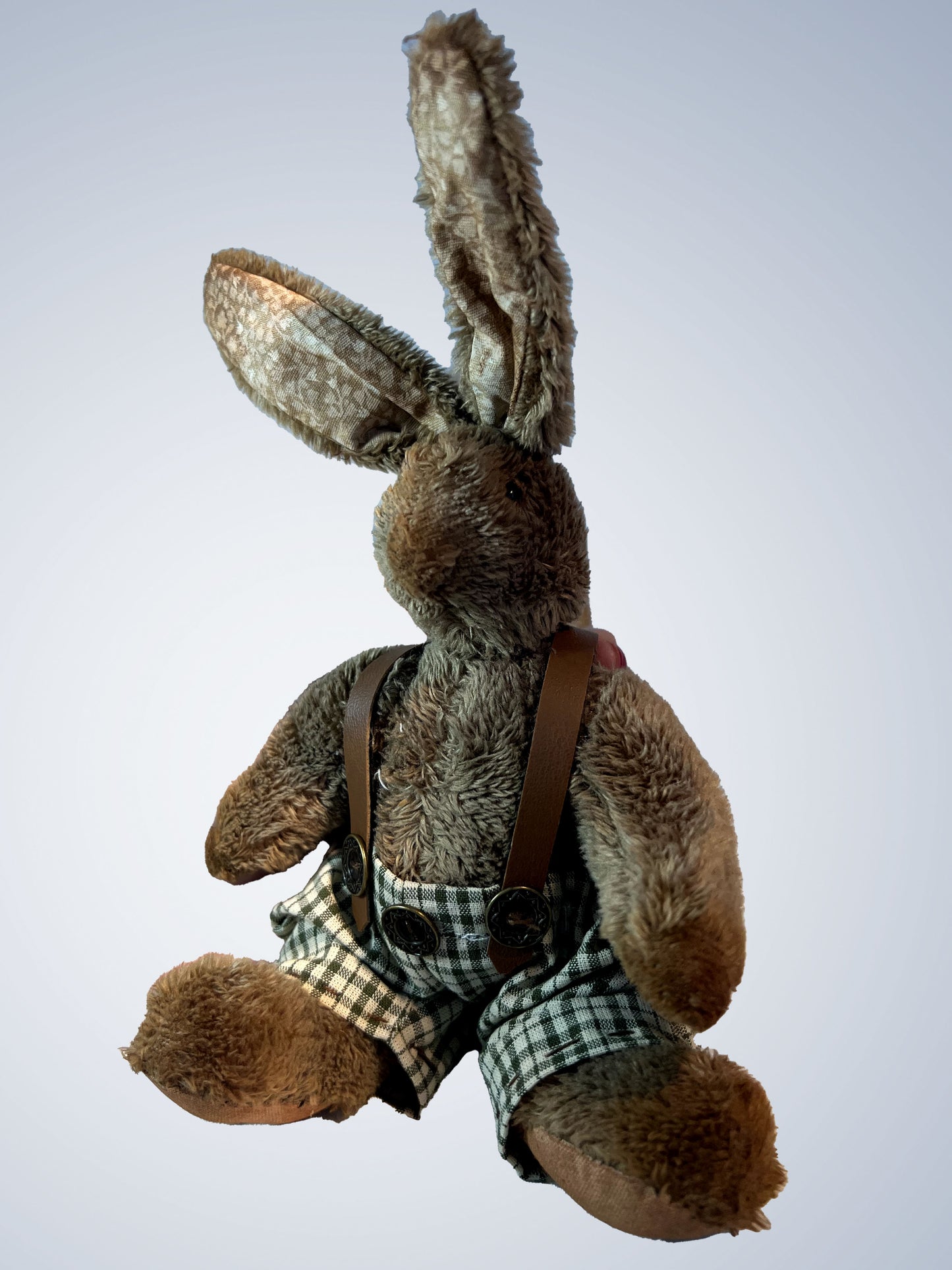 Fabric doll - Brown rabbit and suspenders