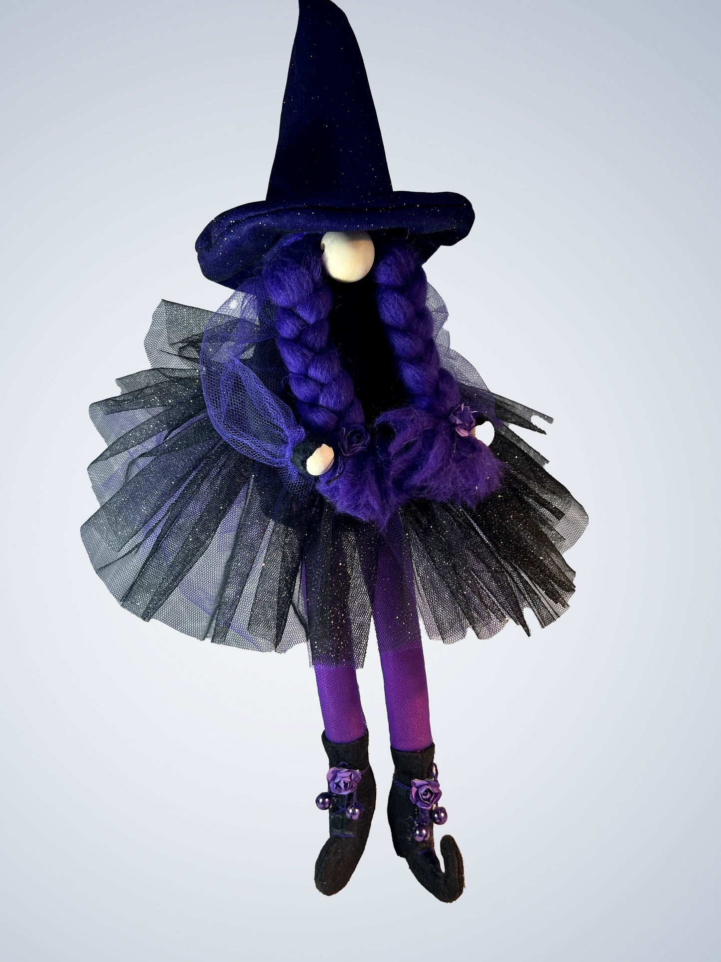 Fabric doll - Gnome, little purple witch