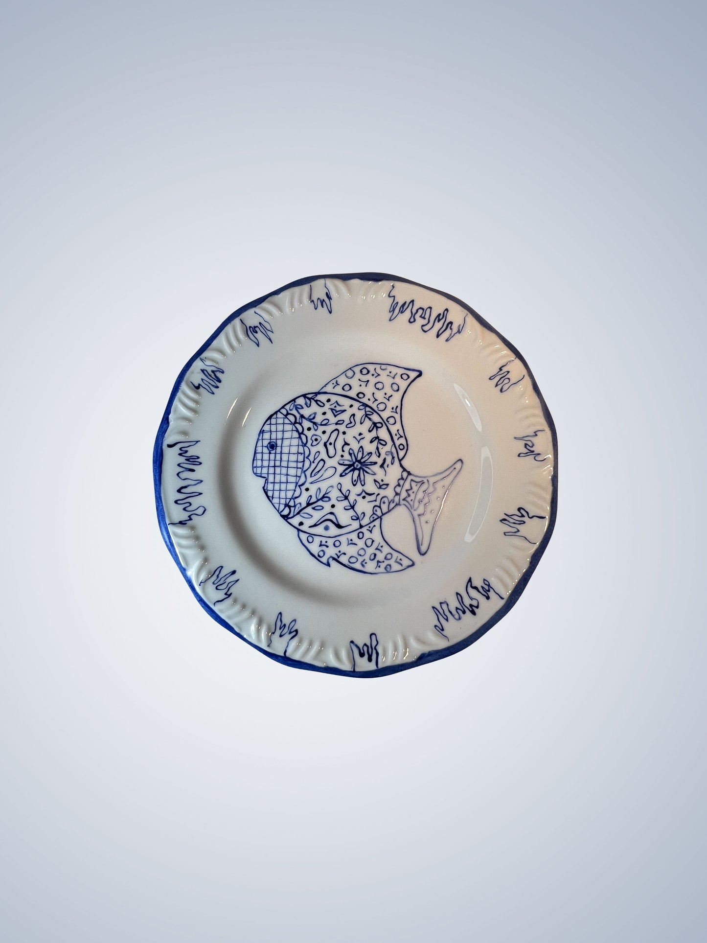 Hand painted porcelain plate - Fish
