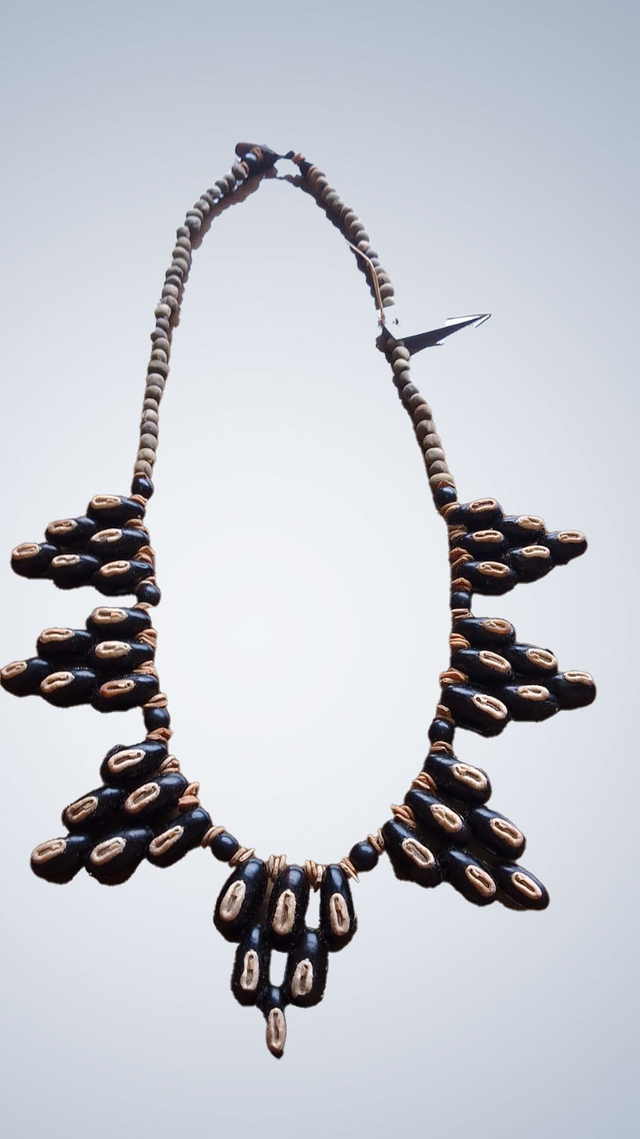 Black rucuna and okra seed necklace - double sided