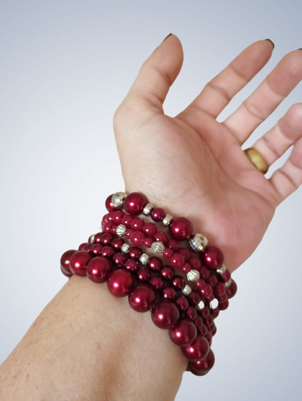 Mix de 6 pulseiras vinho