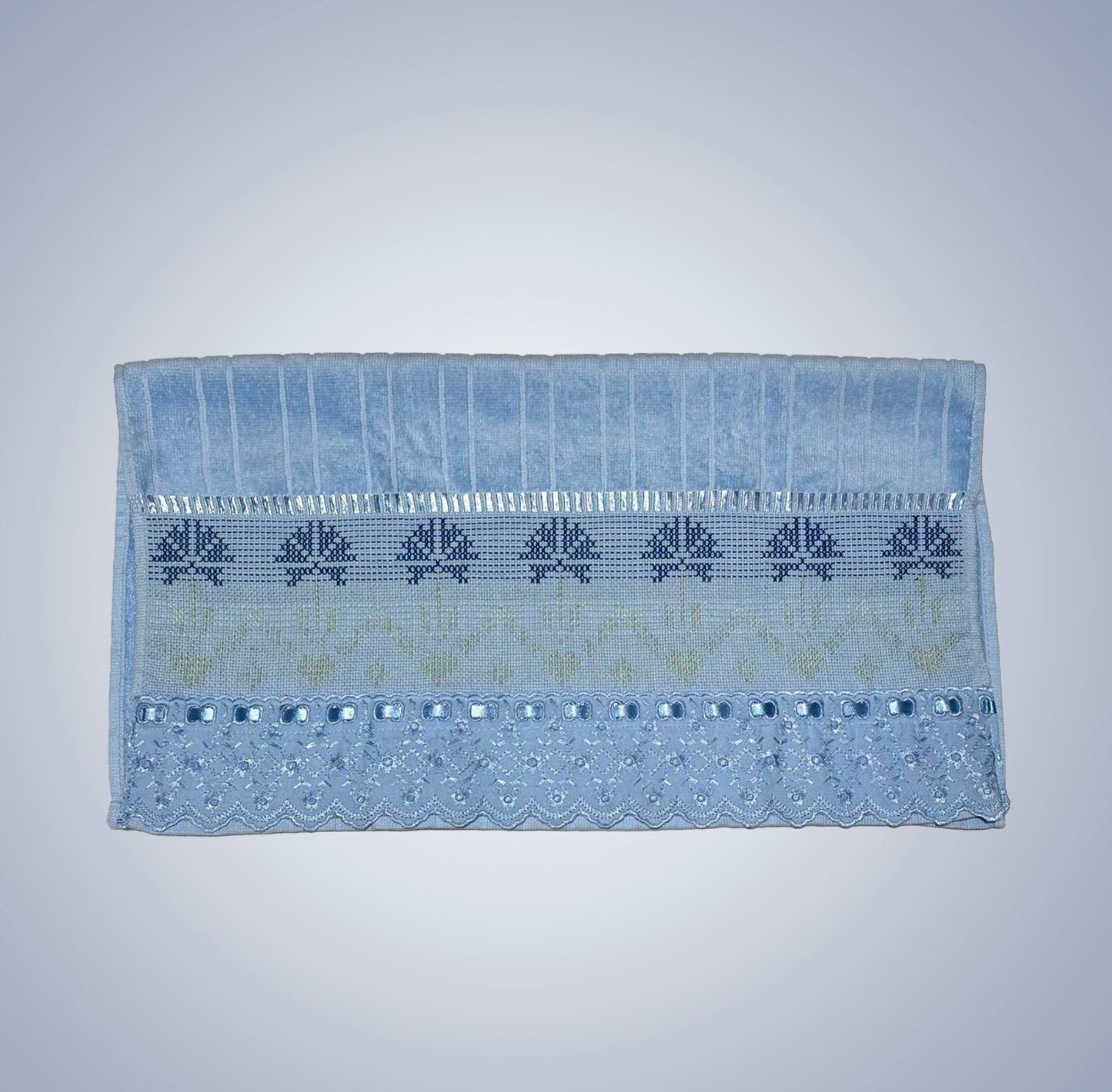 Toalha de Rosto Bordado Oitinho - Azul