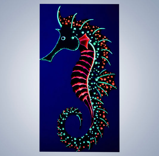 Cavalo Marinho em Quilling com caixa de LED Neon